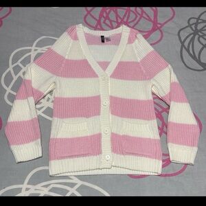 H&M Pink and White Striped Sweater